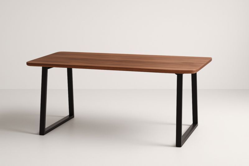 Table rectangulaire en bois de noyer et métal noir 180x90x75 cm-Noravinel
