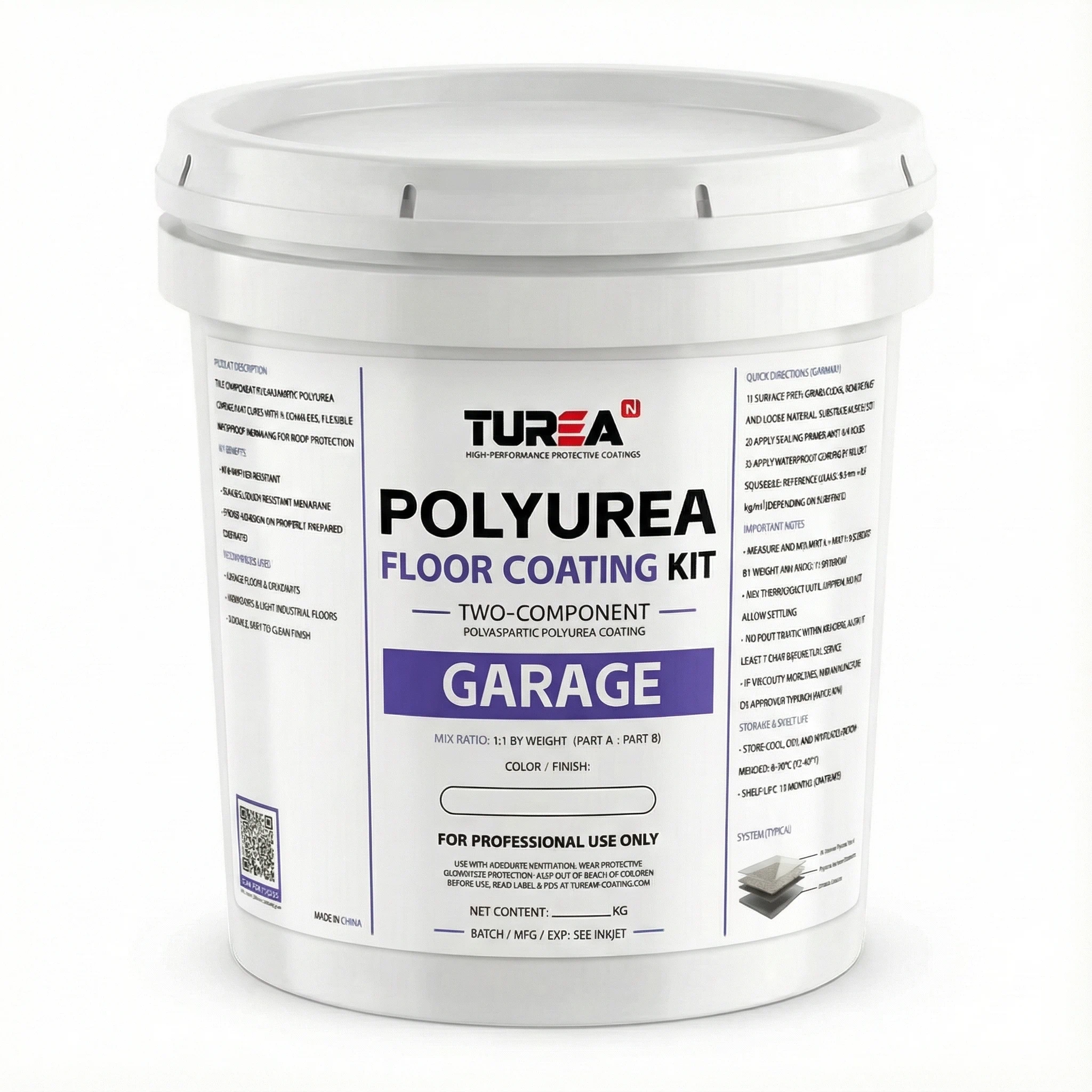 Turean Polyurea Garage Floor Coating Kit (2-Component Polyaspartic Polyurea)