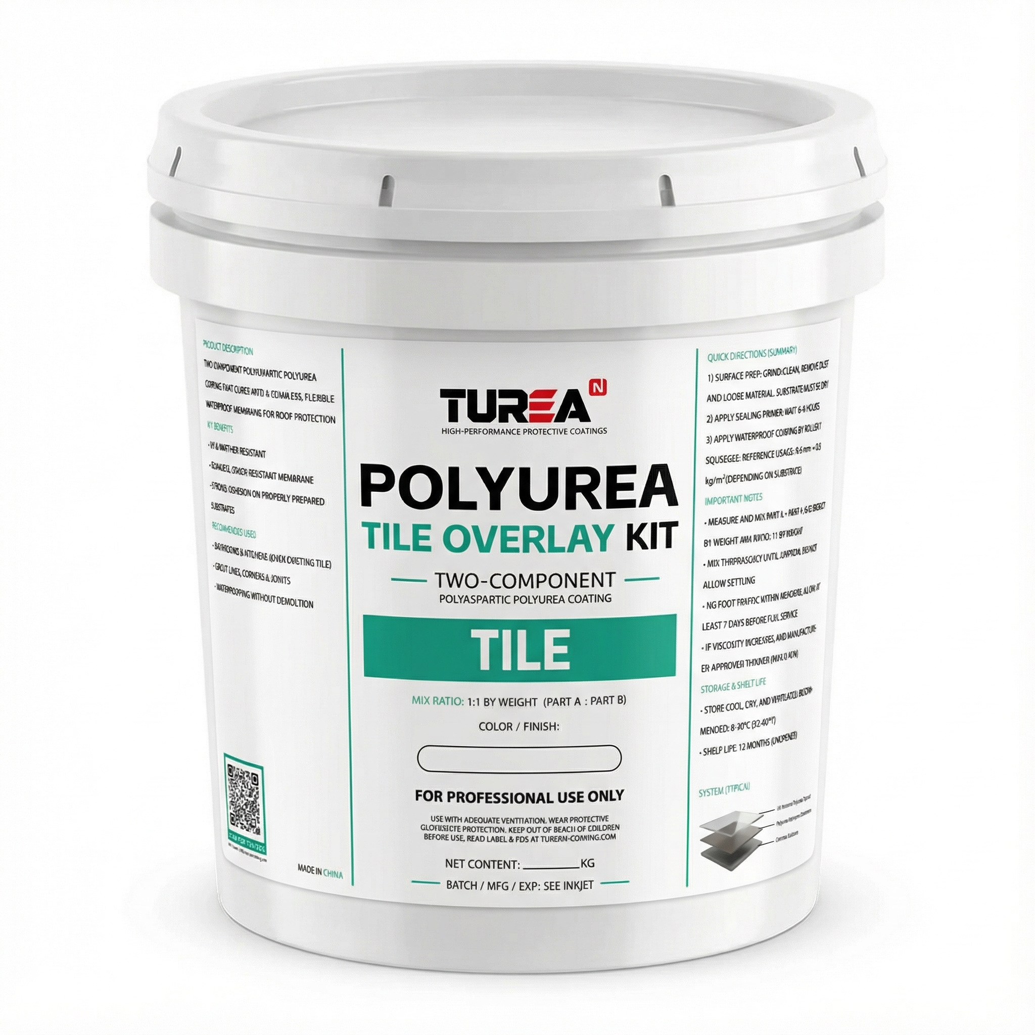 Turean Polyurea Tile Overlay Kit (2-Component Polyaspartic Polyurea Coating)