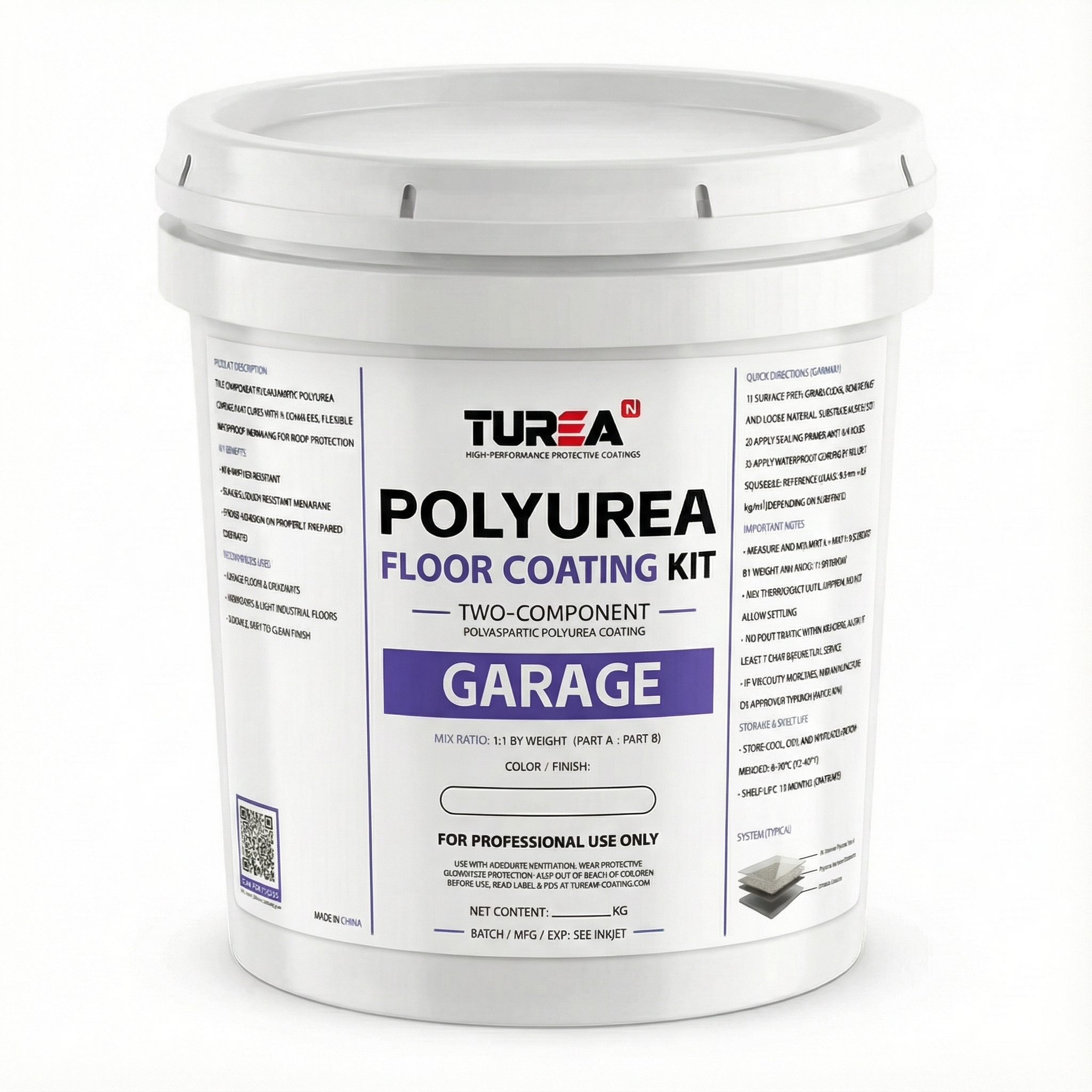 Turean Polyurea Garage Floor Coating Kit (2-Component Polyaspartic Polyurea)