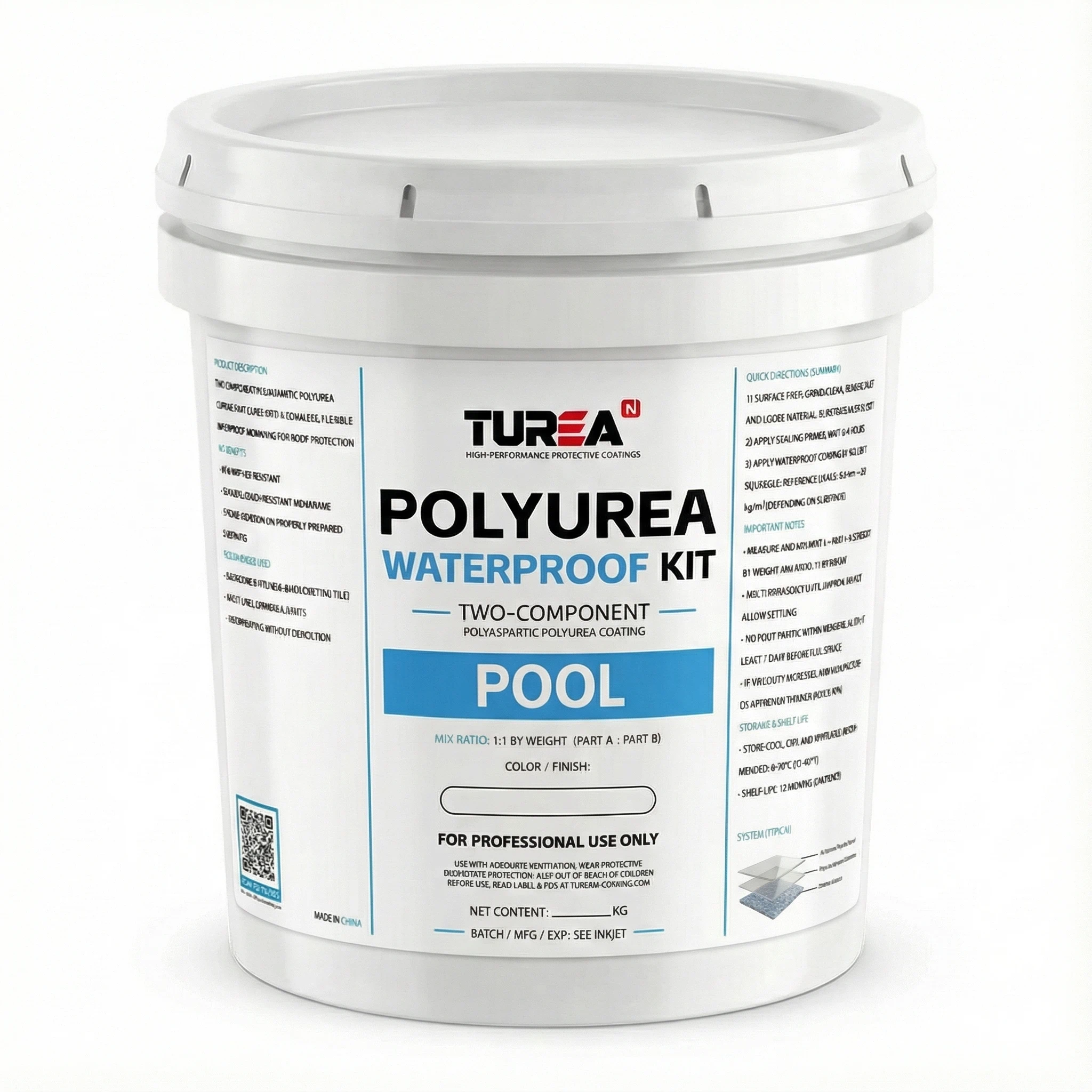Turean Polyurea Pool Waterproof Kit (2-Component Polyaspartic Polyurea Coating)