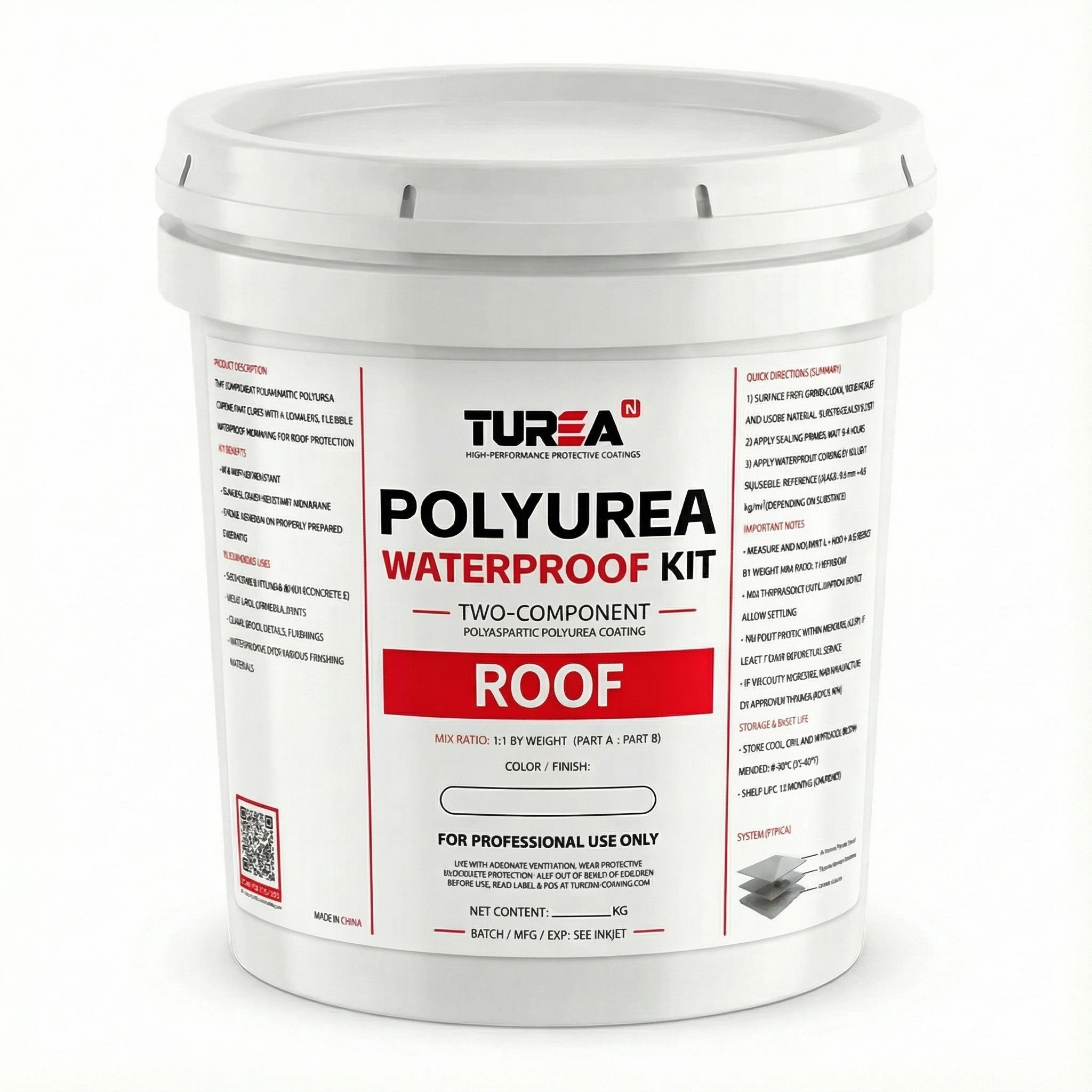 Turean Polyurea Roof Waterproof Kit (2-Component Polyaspartic Polyurea Coating)
