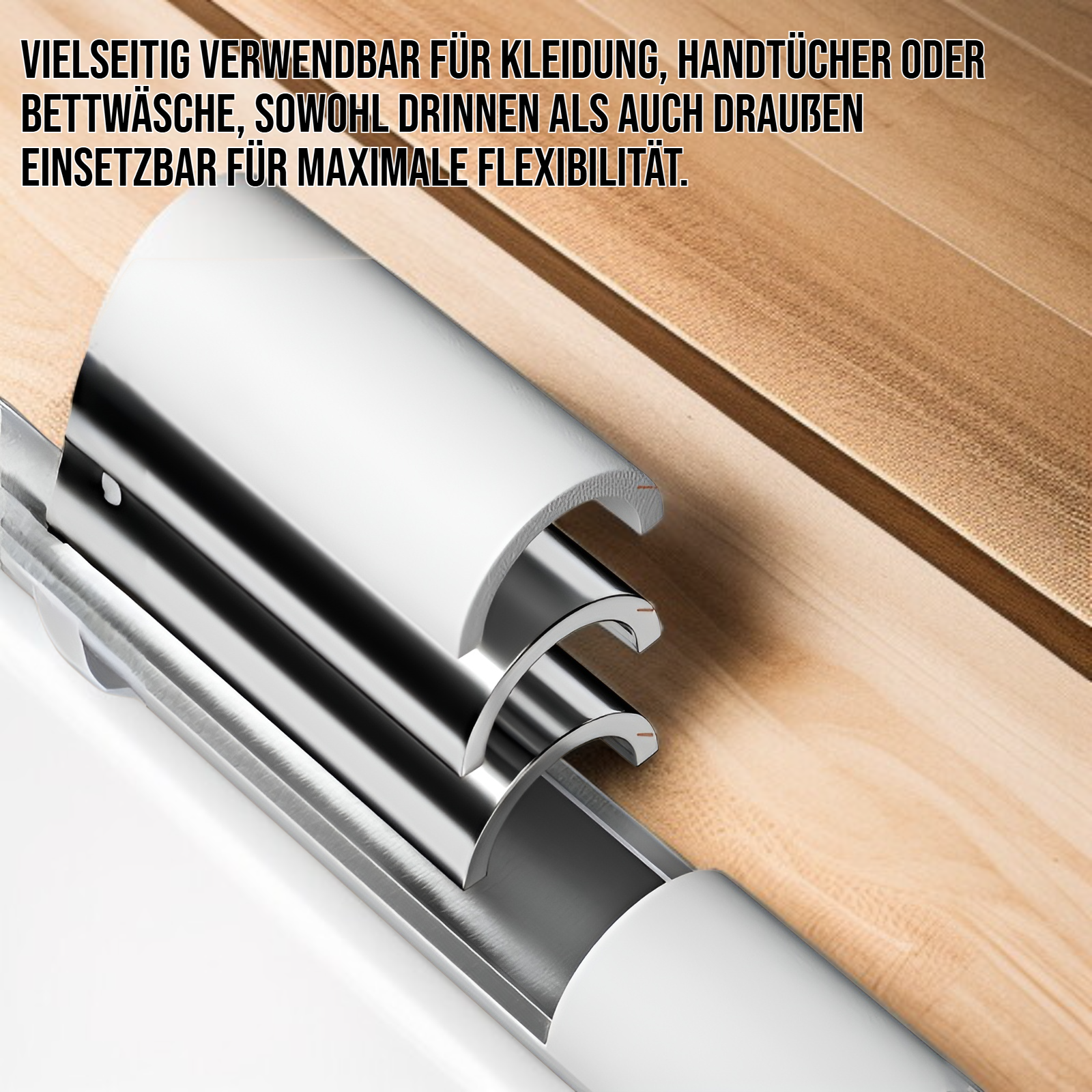 Wäschestab ohne Bohren an der Wand befestigt