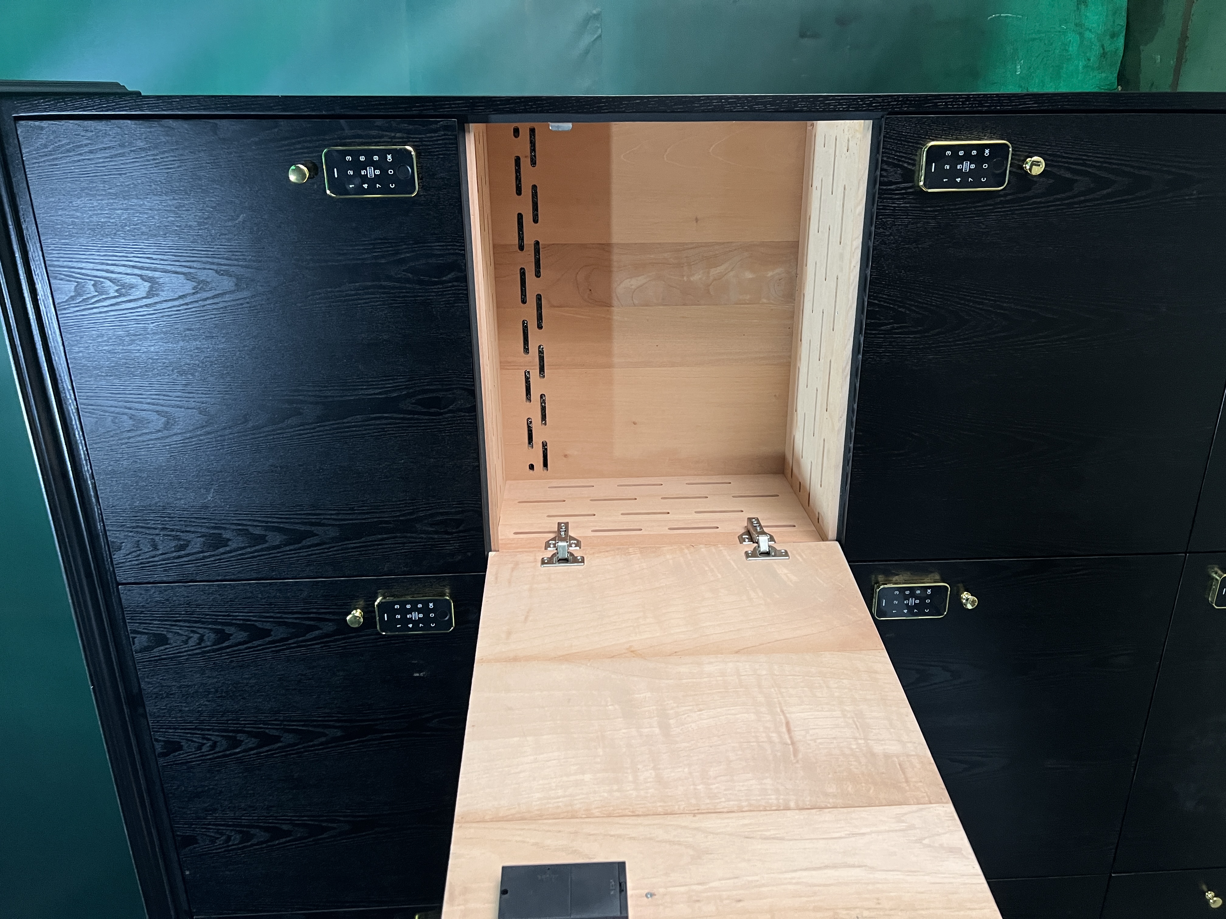 16 Locker Cigar Humidor Cabinet with Individual Password Locks, Spanish Cedar Interior & Humidifier Included – 99.80" W × 16.93" D × 85.63" H