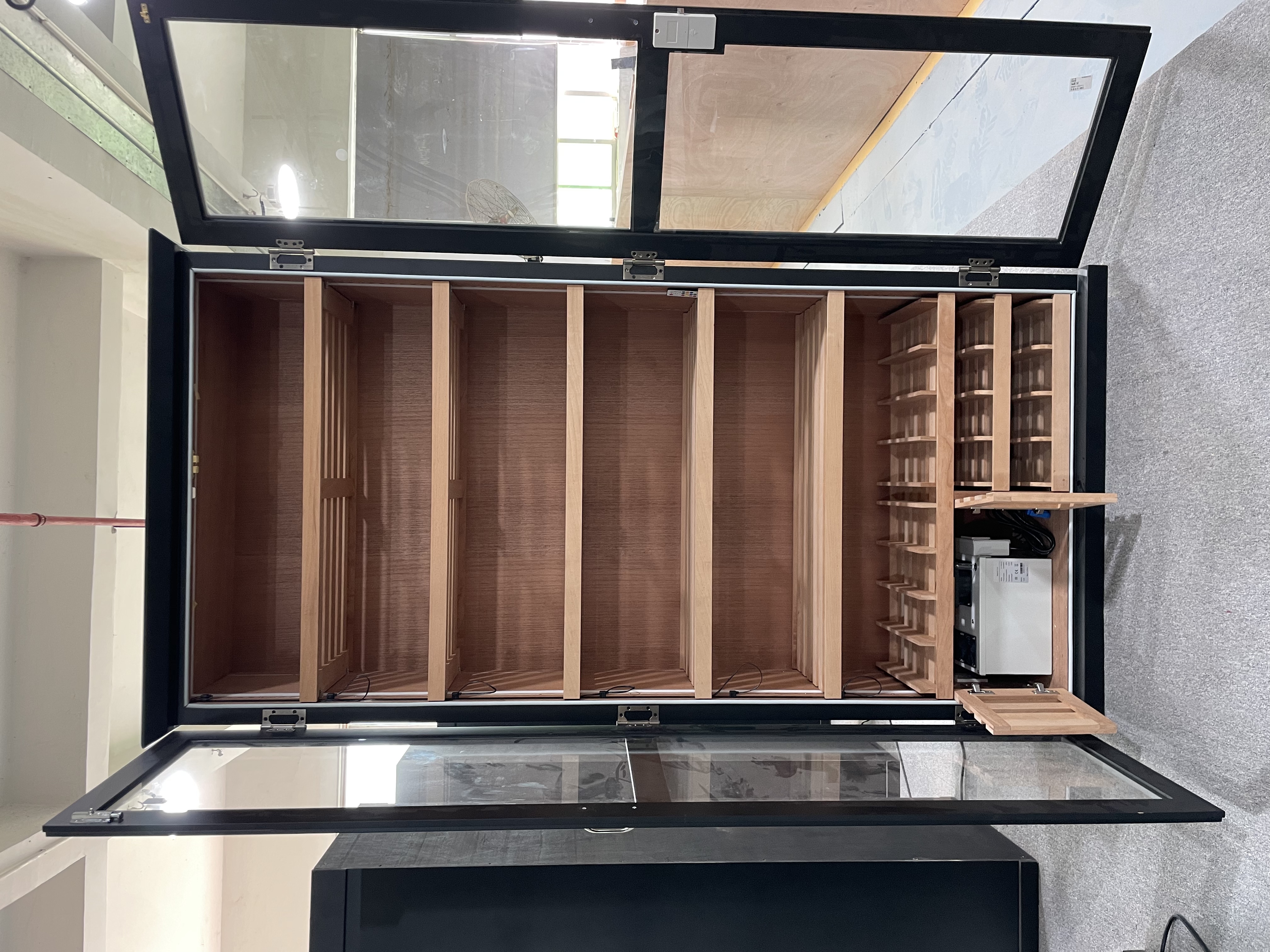 Tall Double Door Cigar Humidor Cabinet with Fingerprint Password Lock, RGB LED Lighting, Spanish Cedar Shelves & Humidifier Included – 47.24" W × 18.11" D × 90.16" H