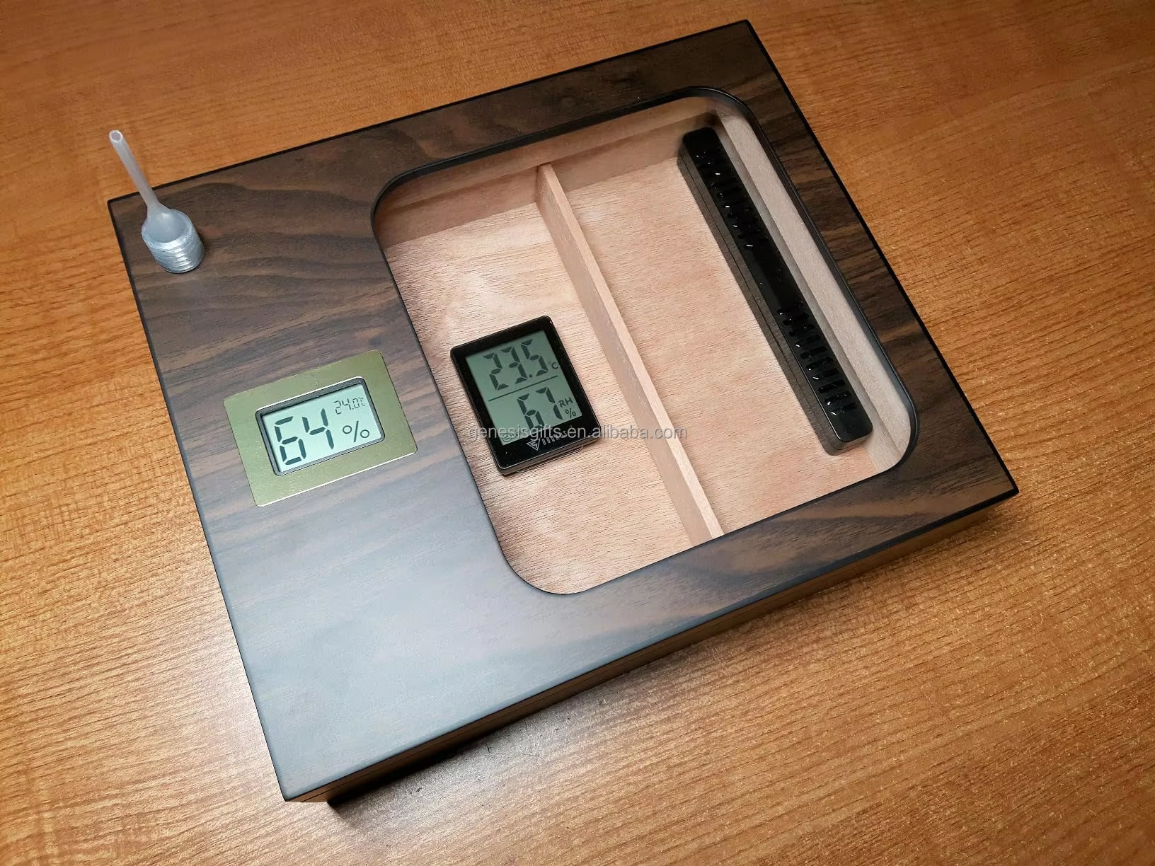 Digital Cigar Humidor Box with Hygrometer and Divider