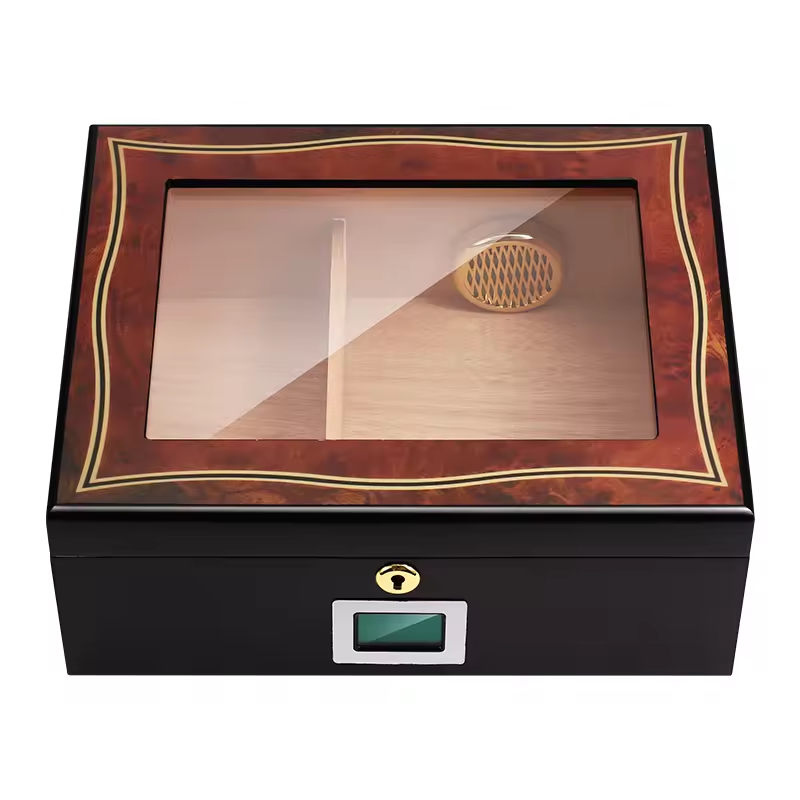 Luxury Glass Top Cigar Humidor with Digital Hygrometer