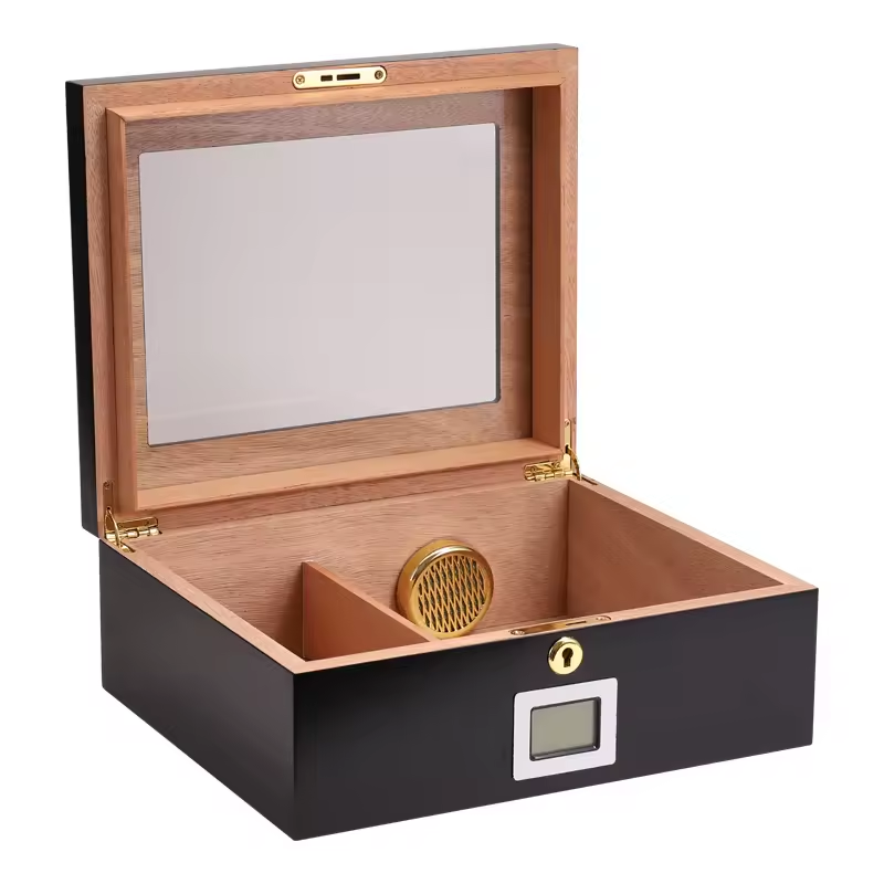 Luxury Glass Top Cigar Humidor with Digital Hygrometer