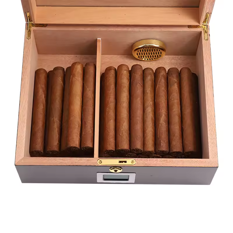 Luxury Glass Top Cigar Humidor with Digital Hygrometer