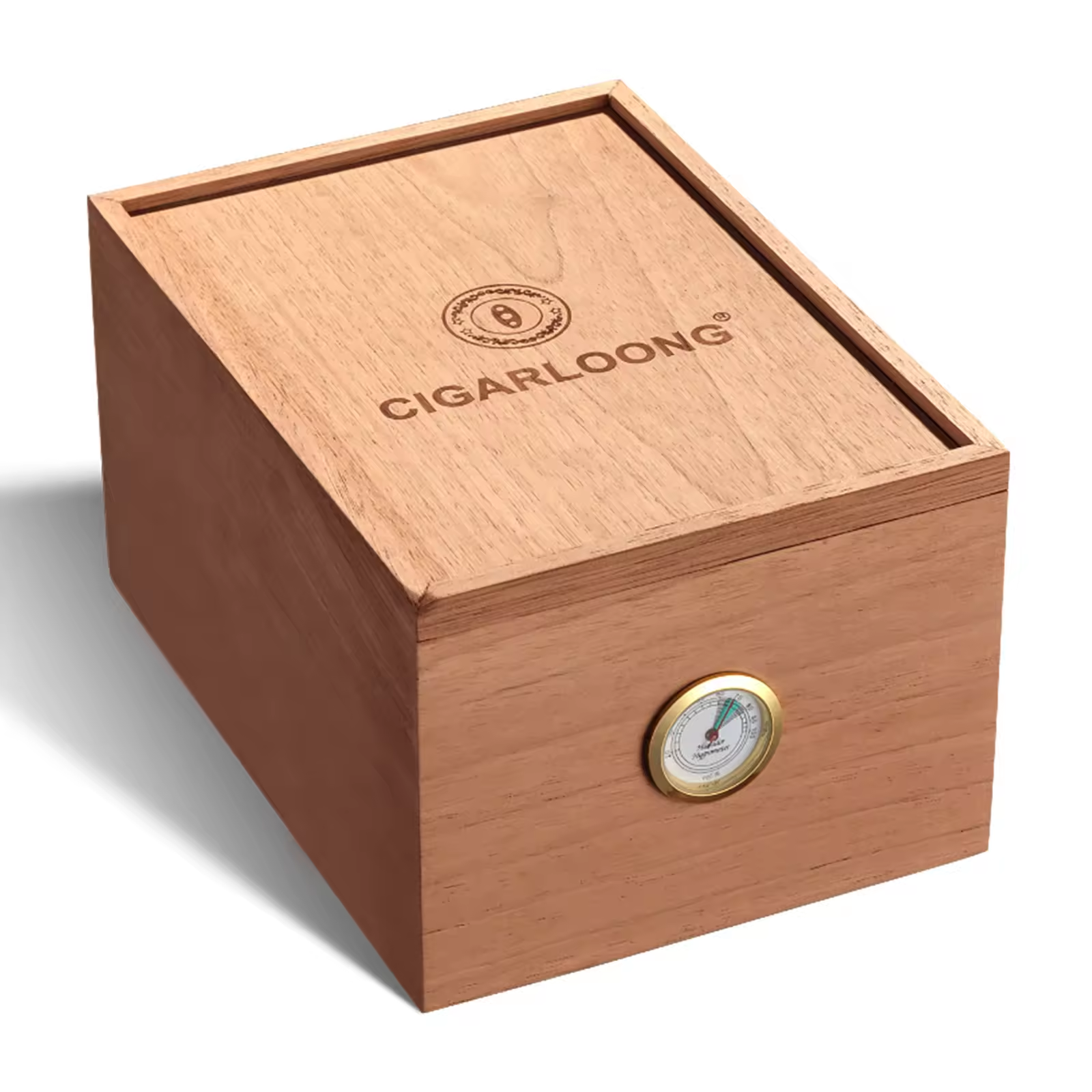 Solid Cedar Wood Cigar Box with Sliding Lid – Classic Natural Finish