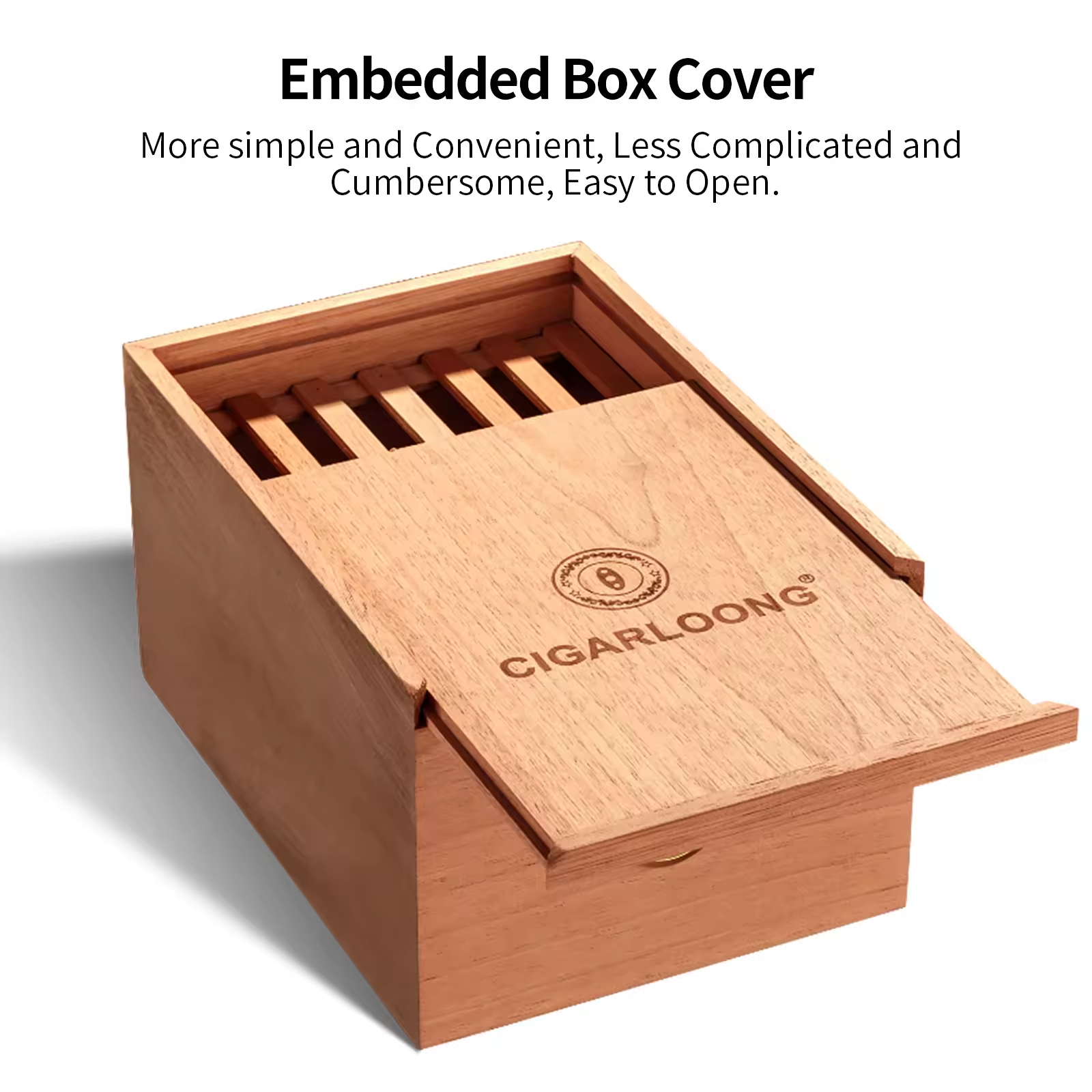 Solid Cedar Wood Cigar Box with Sliding Lid – Classic Natural Finish