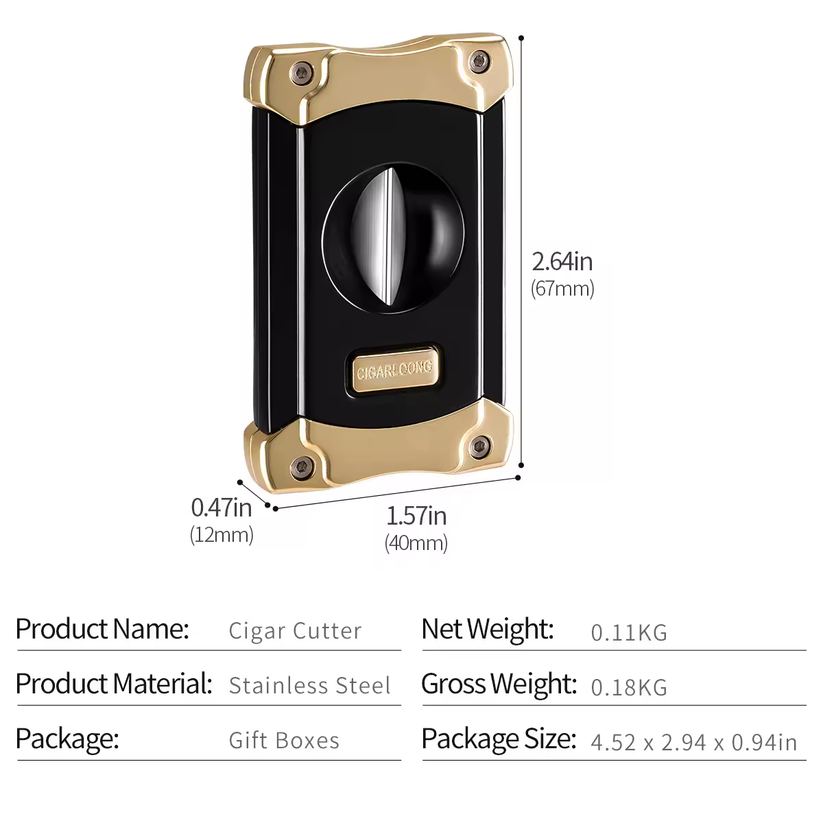 Luxury V-Cut Cigar Cutter – Precision Blade with Premium Metal Design