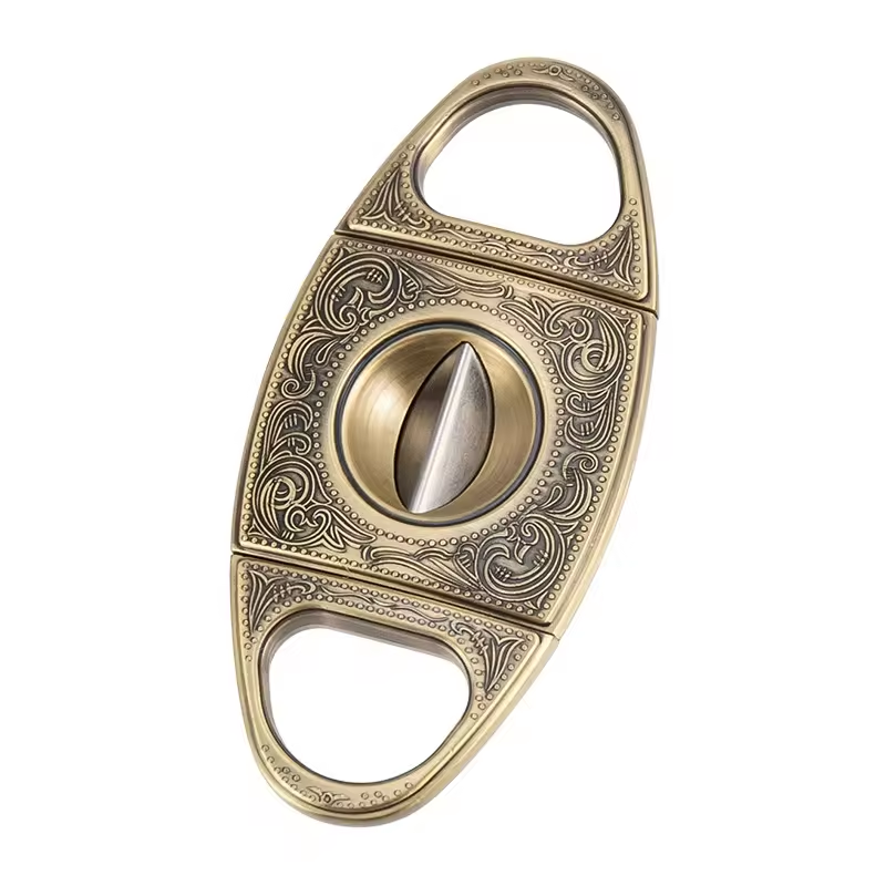 Classic Double Guillotine Cigar Cutter – Vintage Engraved Metal Design