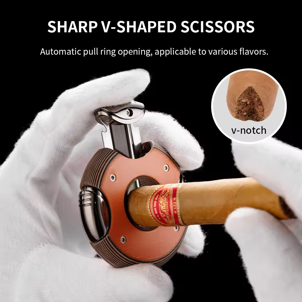Automatic V-Cut Cigar Cutter – Precision V-Notch Scissor Design