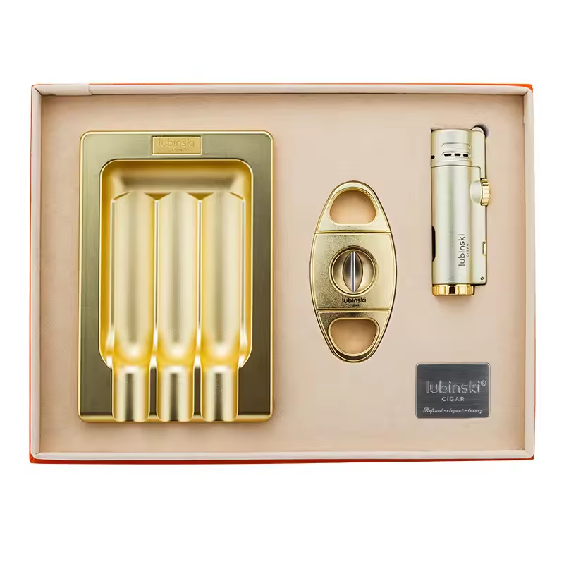 Luxury Cigar Accessory Gift Set – Cutter, Lighter & Ashtray Collection