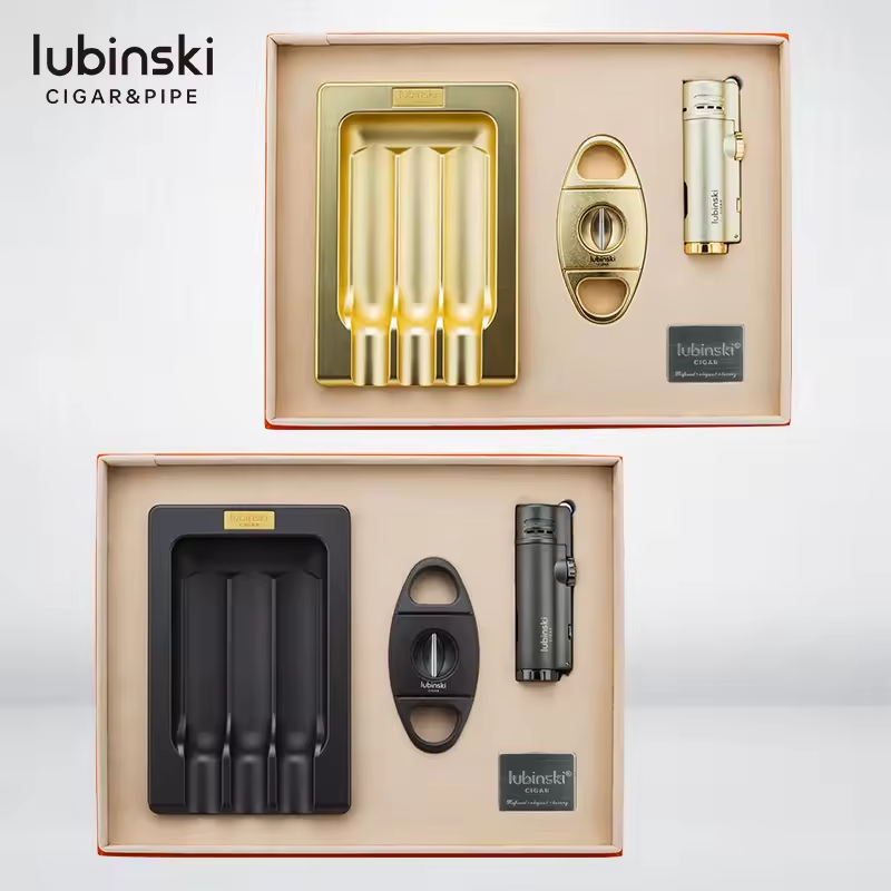 Luxury Cigar Accessory Gift Set – Cutter, Lighter & Ashtray Collection