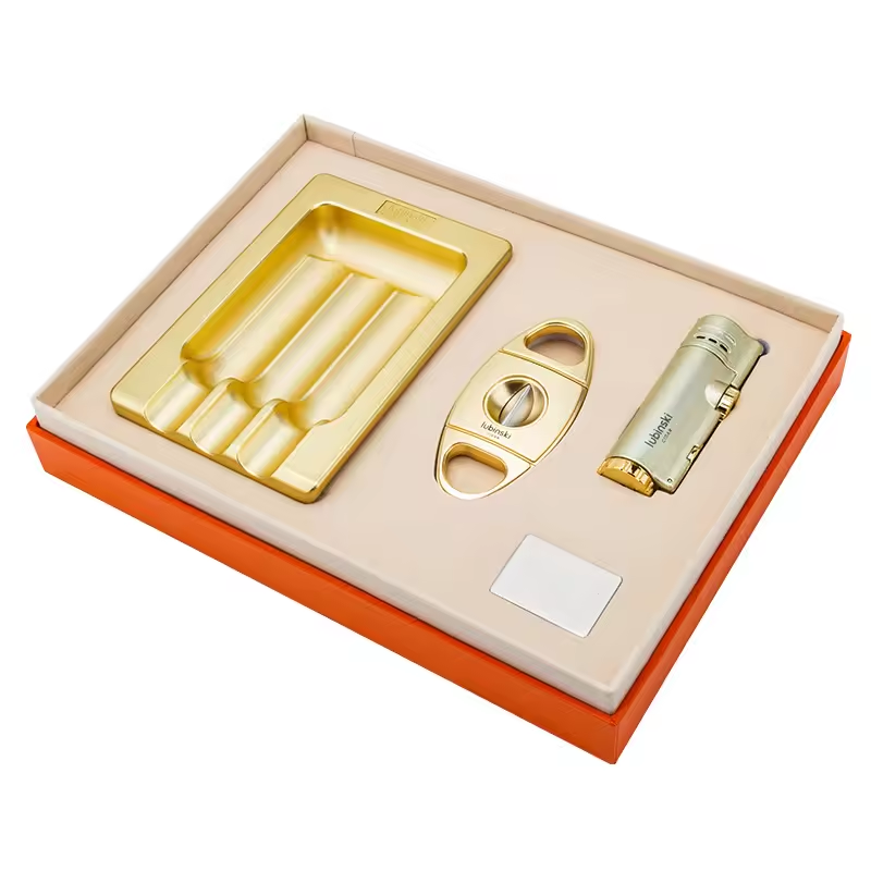 Luxury Cigar Accessory Gift Set – Cutter, Lighter & Ashtray Collection