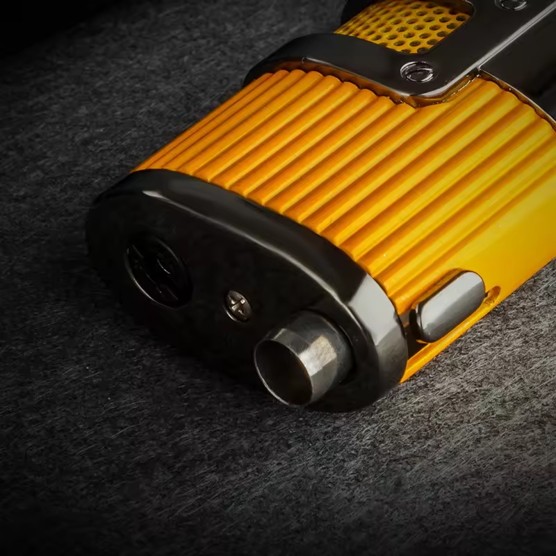 Triple Jet Flame Cigar Lighter with Protective Grill – Industrial Luxury Design