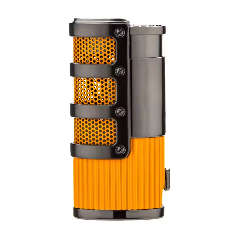 Triple Jet Flame Cigar Lighter with Protective Grill – Industrial Luxury Design
