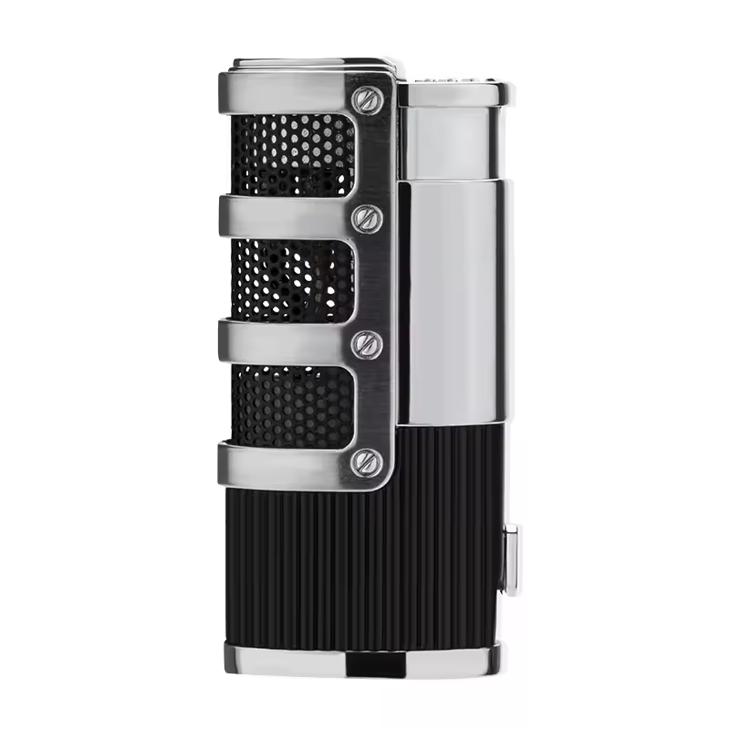 Triple Jet Flame Cigar Lighter with Protective Grill – Industrial Luxury Design