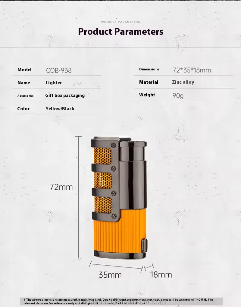 Triple Jet Flame Cigar Lighter with Protective Grill – Industrial Luxury Design