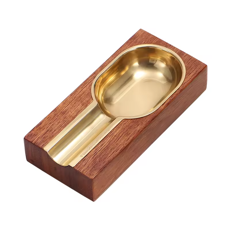 Luxury Wooden Cigar Ashtray with Metal Insert – Single Cigar Rest Design