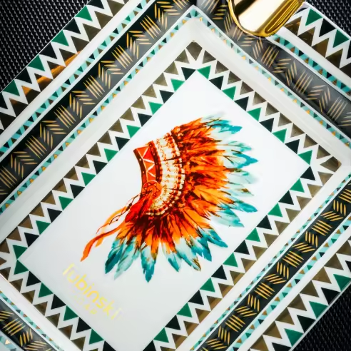 Luxury Ceramic Cigar Ashtray – Artistic Pattern Design with Dual Cigar Rests