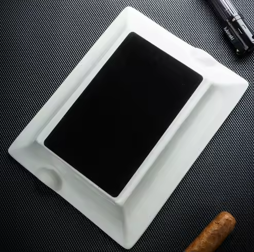 Luxury Ceramic Cigar Ashtray – Artistic Pattern Design with Dual Cigar Rests