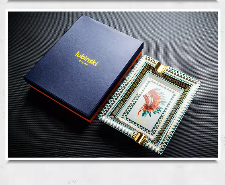 Luxury Ceramic Cigar Ashtray – Artistic Pattern Design with Dual Cigar Rests