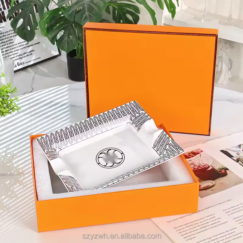 Luxury Decorative Cigar Ashtray Collection – Premium Ceramic with Gold Accents