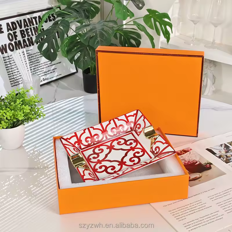 Luxury Decorative Cigar Ashtray Collection – Premium Ceramic with Gold Accents