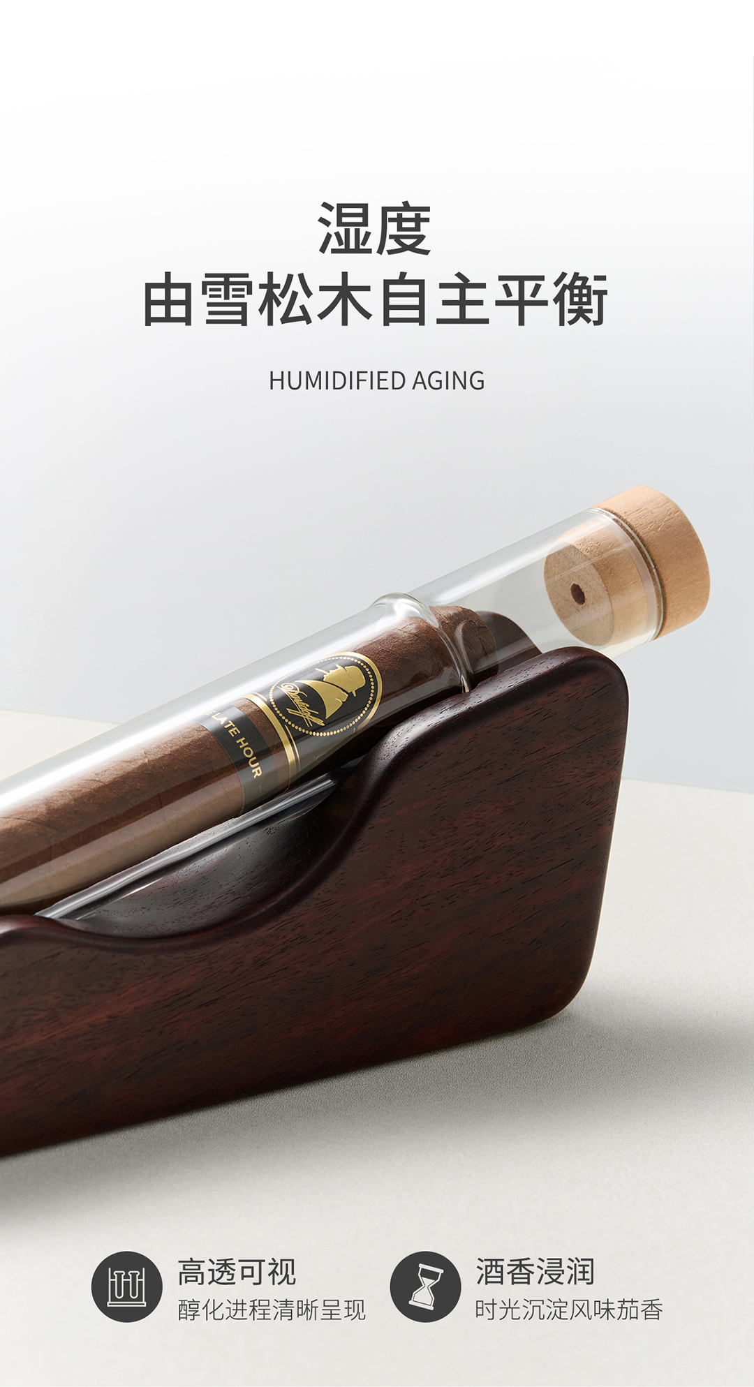 Five-Tube Glass Cigar Preservation Display – Luxury Multi-Cigar Aging System