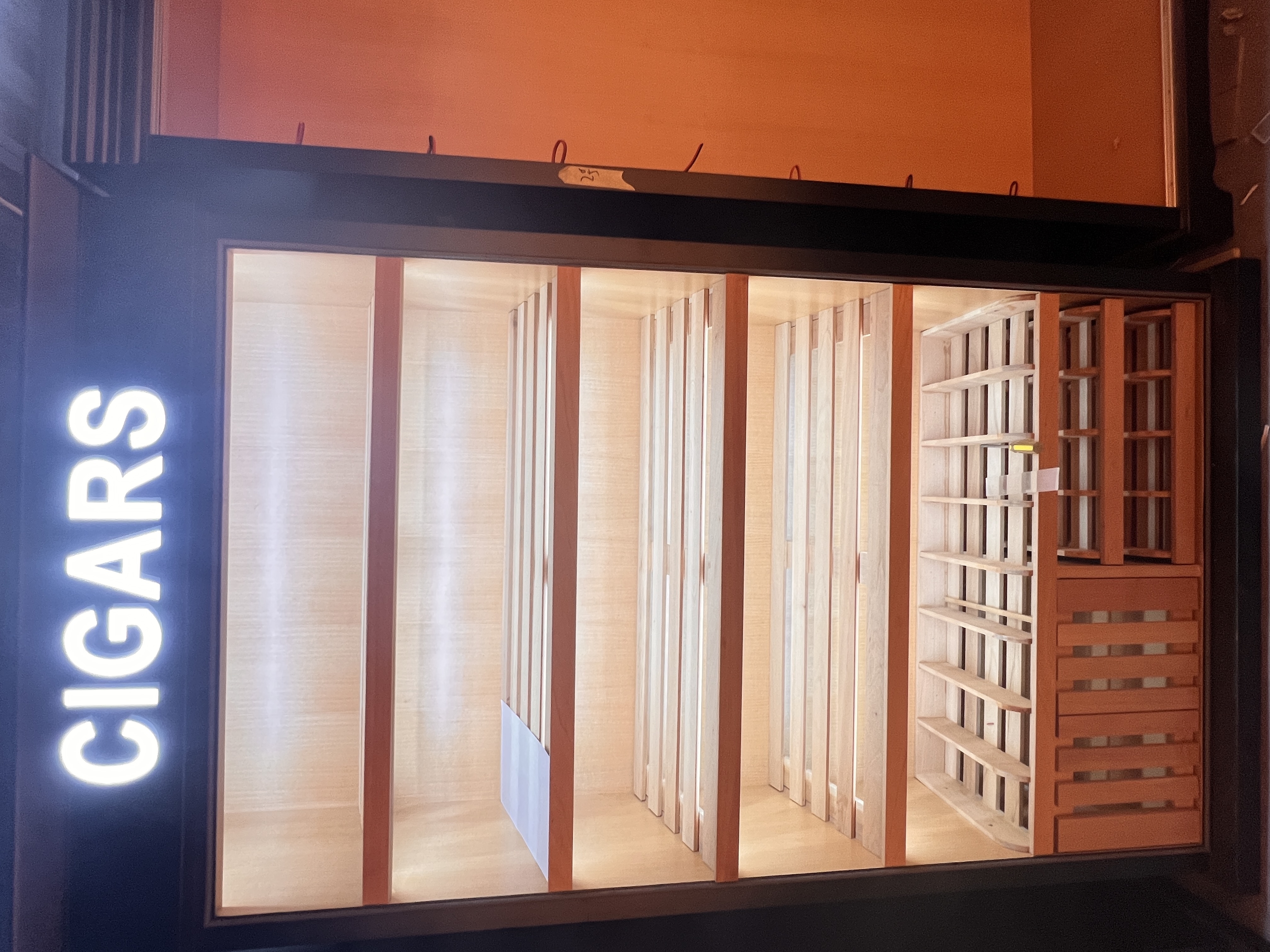 Double Door Cigar Humidor Cabinet with LED Text Logo, Fingerprint Password Lock, Spanish Cedar Shelves & Humidifier Included – 47.24" W × 15.75" D × 78.74" H