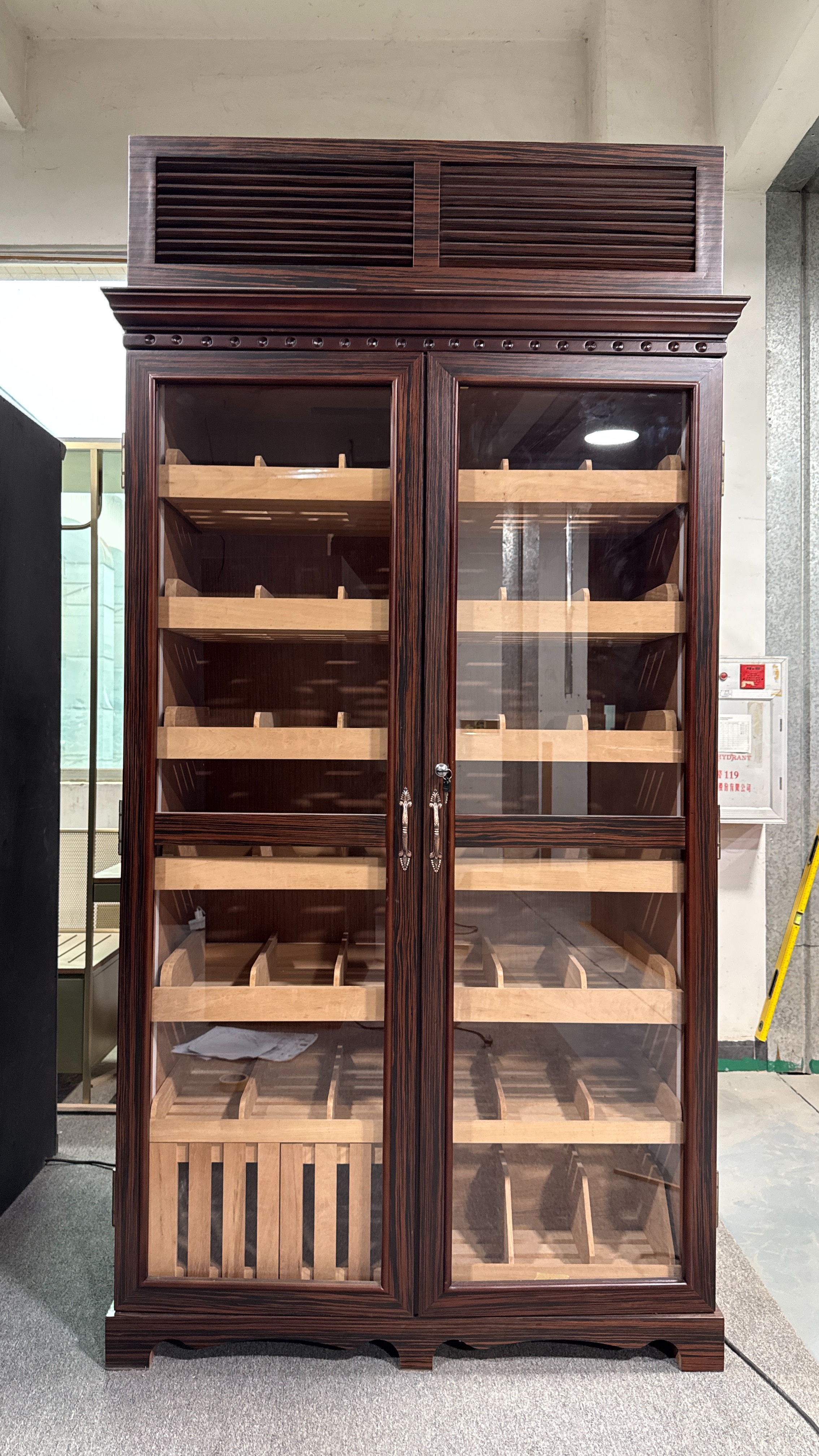 Double Door Temperature & Humidity Control Cigar Humidor Cabinet with Spanish Cedar Shelves – 47.24" W × 19.21" D × 90.55" H
