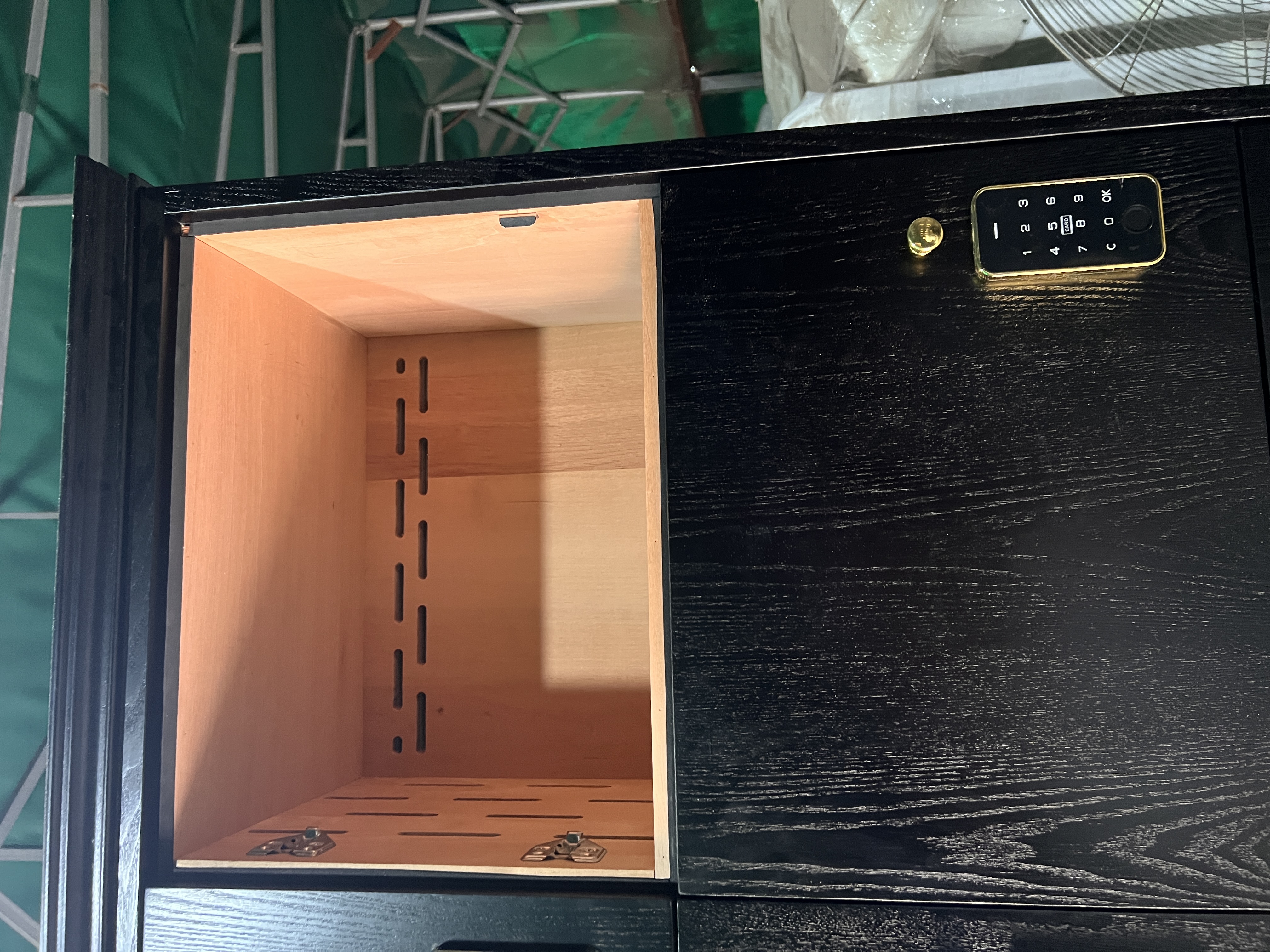 24 Locker Cigar Humidor Cabinet with Individual Password Locks, Spanish Cedar Interior & Humidifier Included – 76.18" W × 16.93" D × 89.45" H