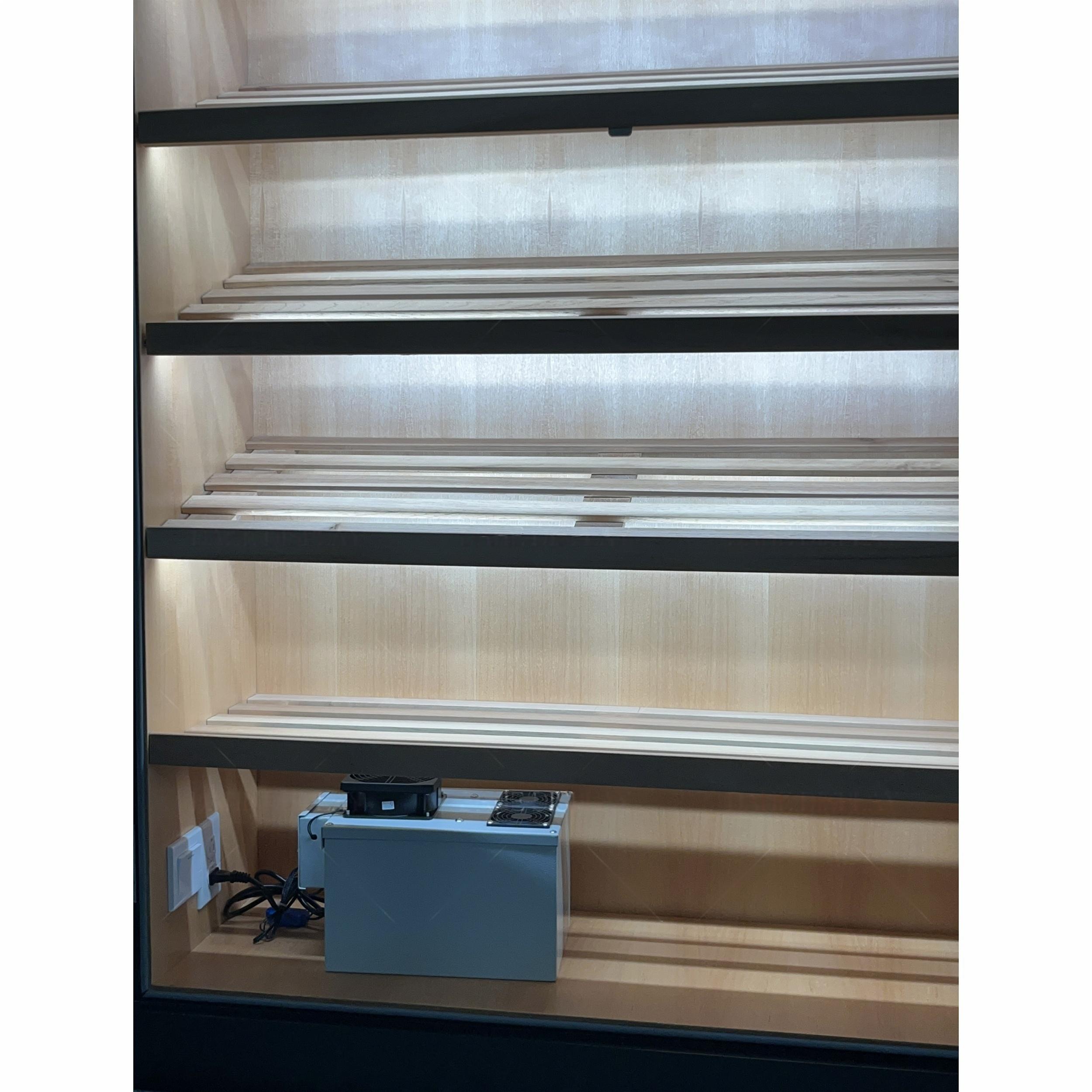 Sliding Glass Door Cigar Humidor Cabinet with Sealing Strips, Spanish Cedar Shelves & Humidifier Included – 47.24" W × 15.75" D × 78.74" H