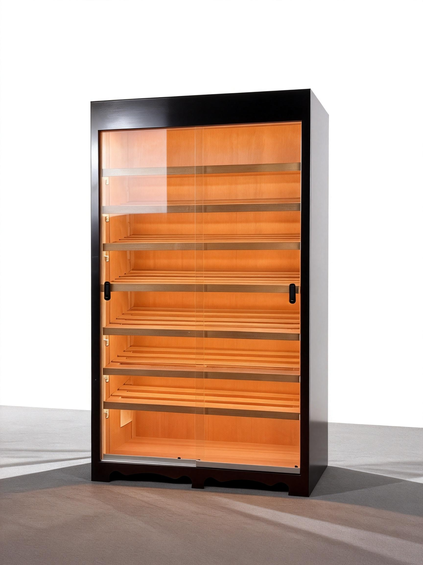 Basic Double Sliding-Door Cigar Humidor Cabinet – Matte Black