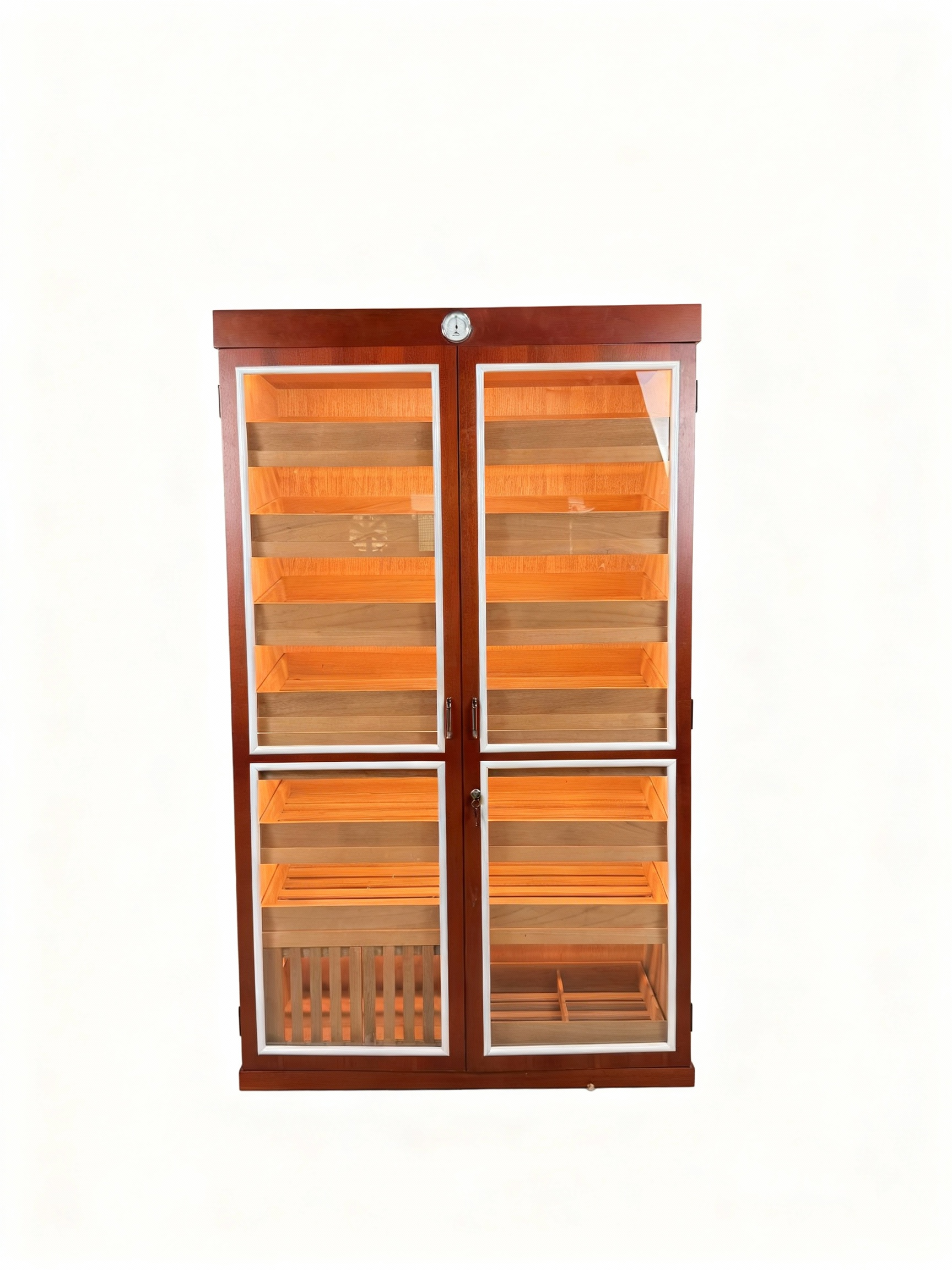 Red & White Dual-Door Cigar Humidor Cabinet