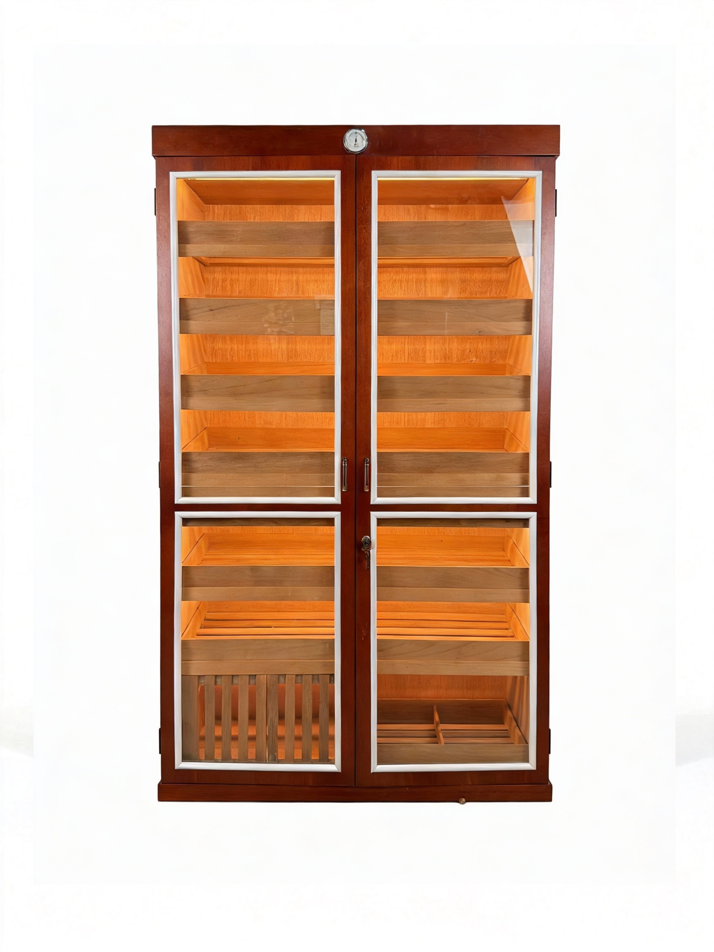 Red & White Dual-Door Cigar Humidor Cabinet