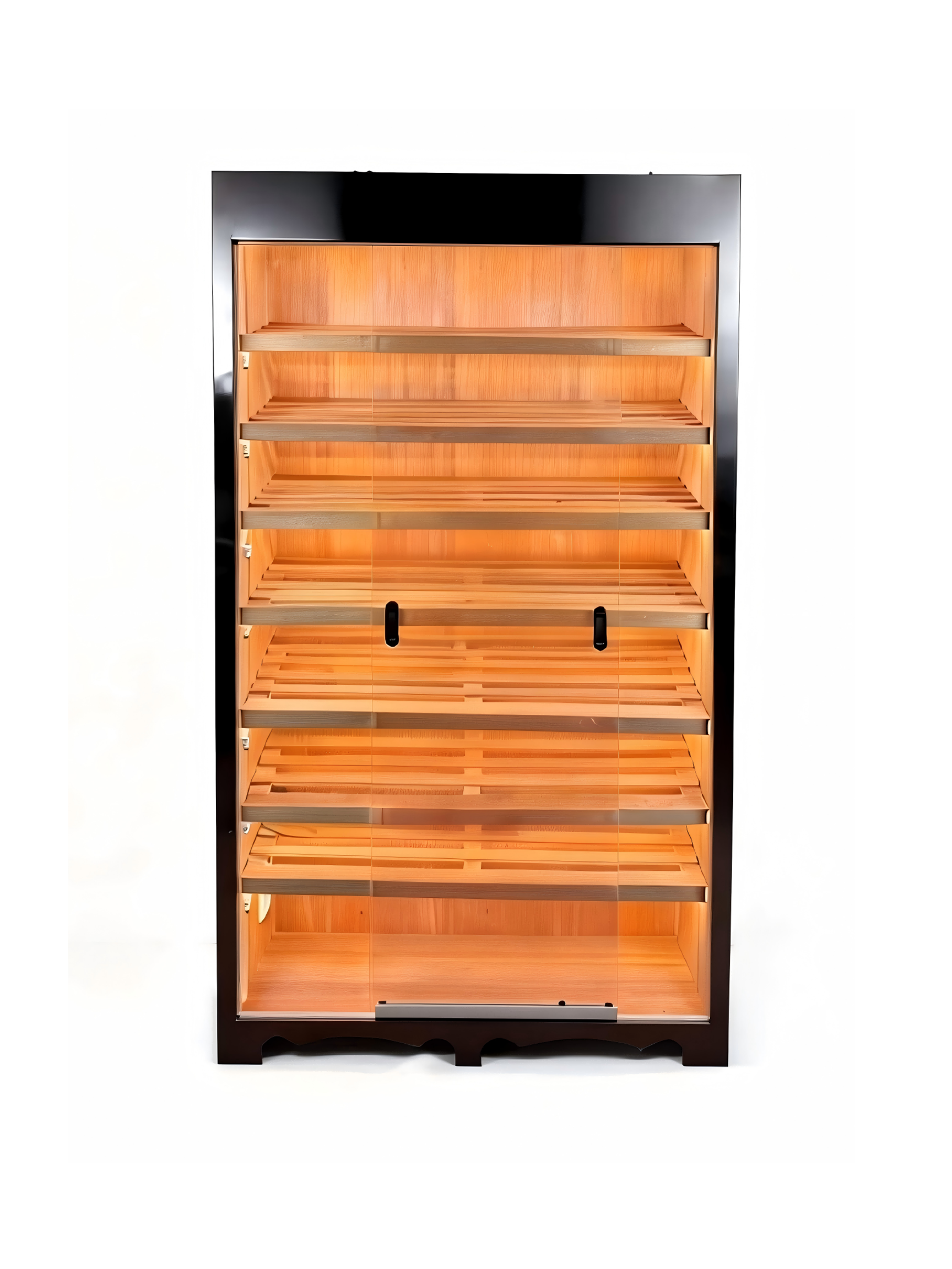 Basic Double Sliding-Door Cigar Humidor Cabinet – Matte Black