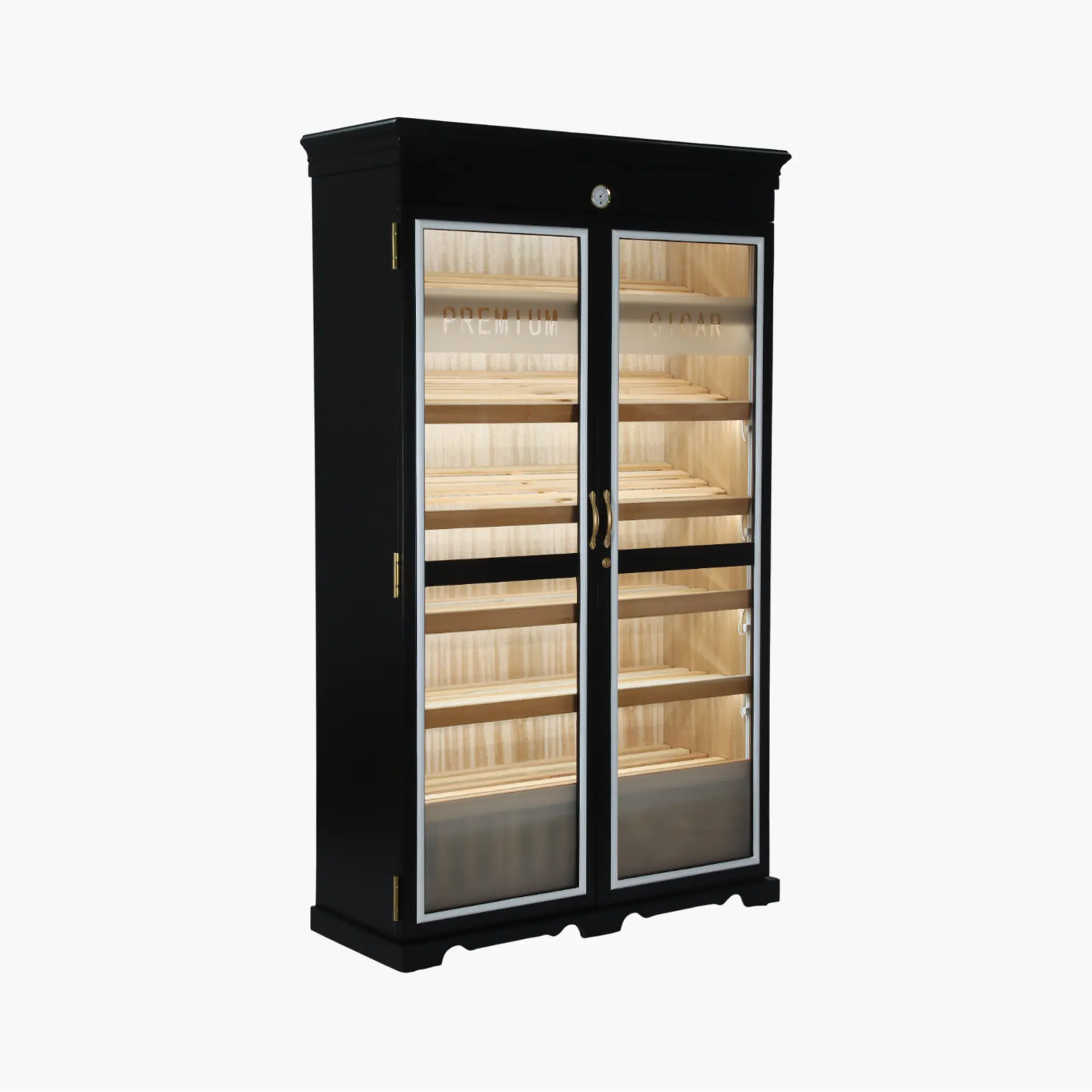 Double Door Cigar Humidor Cabinet with Spanish Cedar Shelves & Humidifier Included – 47.24" W × 15.75" D × 78.74" H