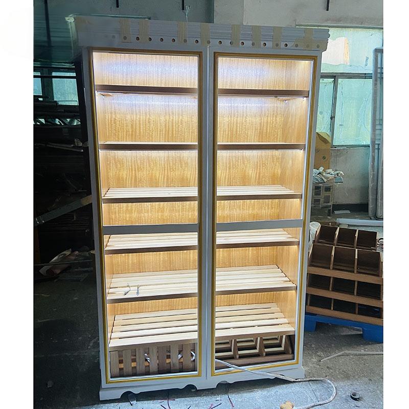 White Double Door Cigar Humidor Cabinet with Spanish Cedar Shelves & Humidifier Included – 47.24" W × 15.75" D × 78.74" H
