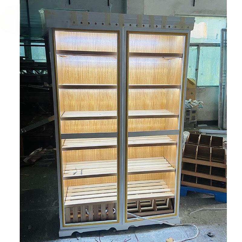 White Double Door Cigar Humidor Cabinet with Spanish Cedar Shelves & Humidifier Included – 47.24" W × 15.75" D × 78.74" H