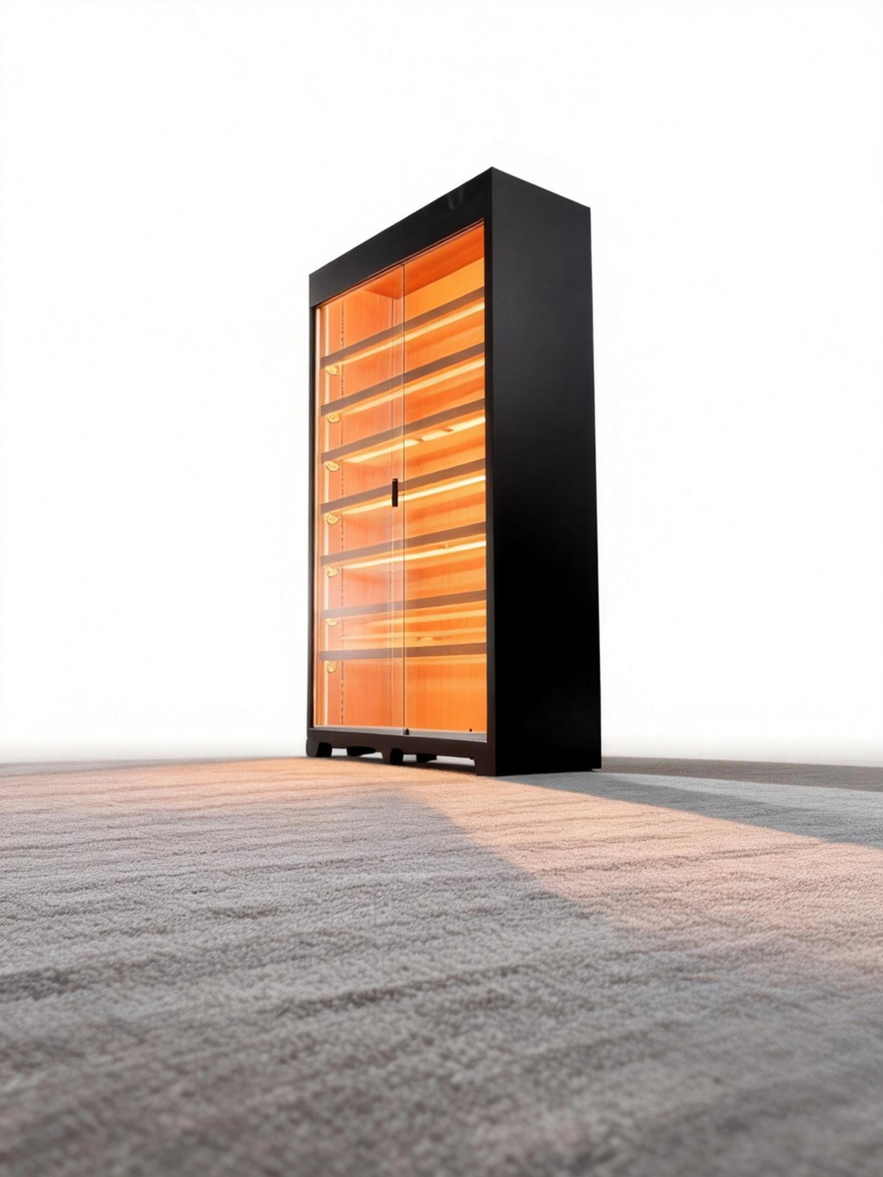 Basic Double Sliding-Door Cigar Humidor Cabinet – Matte Black