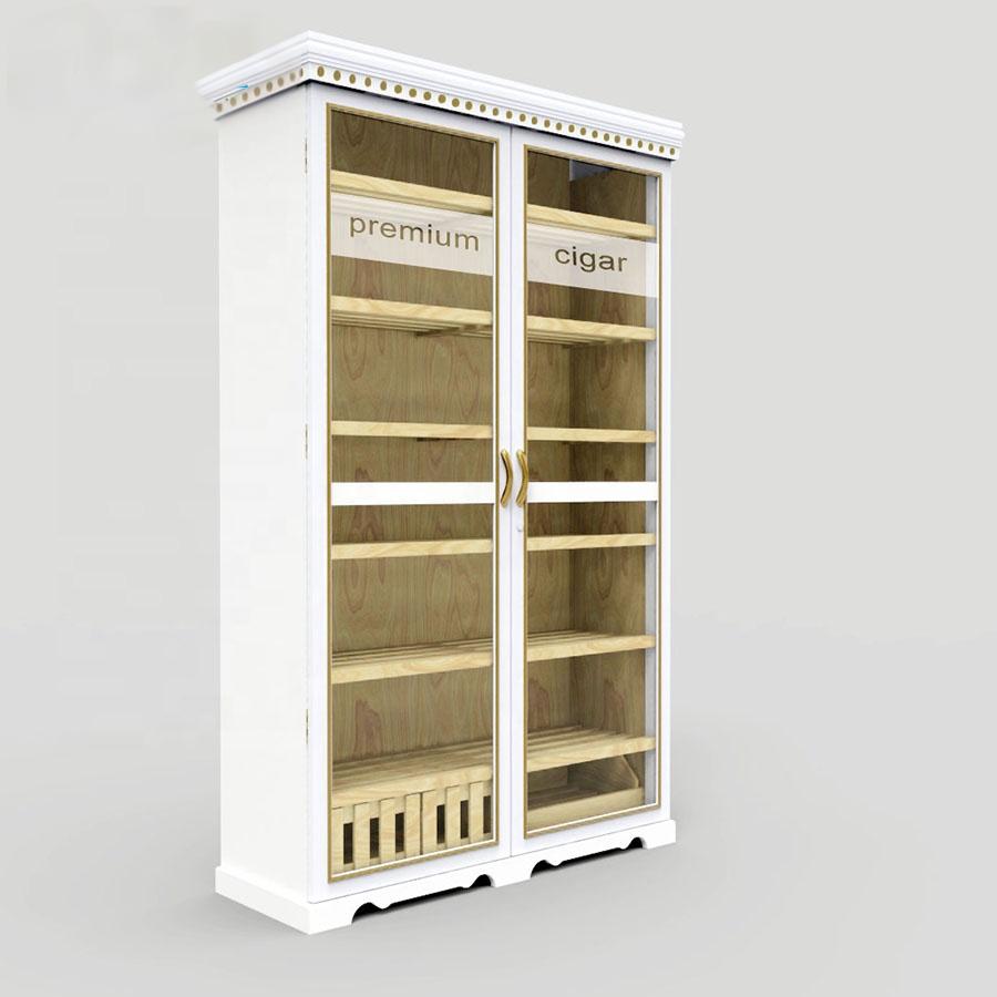 White Double Door Cigar Humidor Cabinet with Spanish Cedar Shelves & Humidifier Included – 47.24" W × 15.75" D × 78.74" H