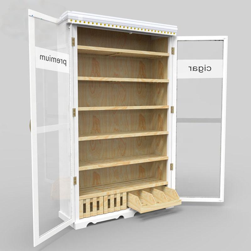 White Double Door Cigar Humidor Cabinet with Spanish Cedar Shelves & Humidifier Included – 47.24" W × 15.75" D × 78.74" H