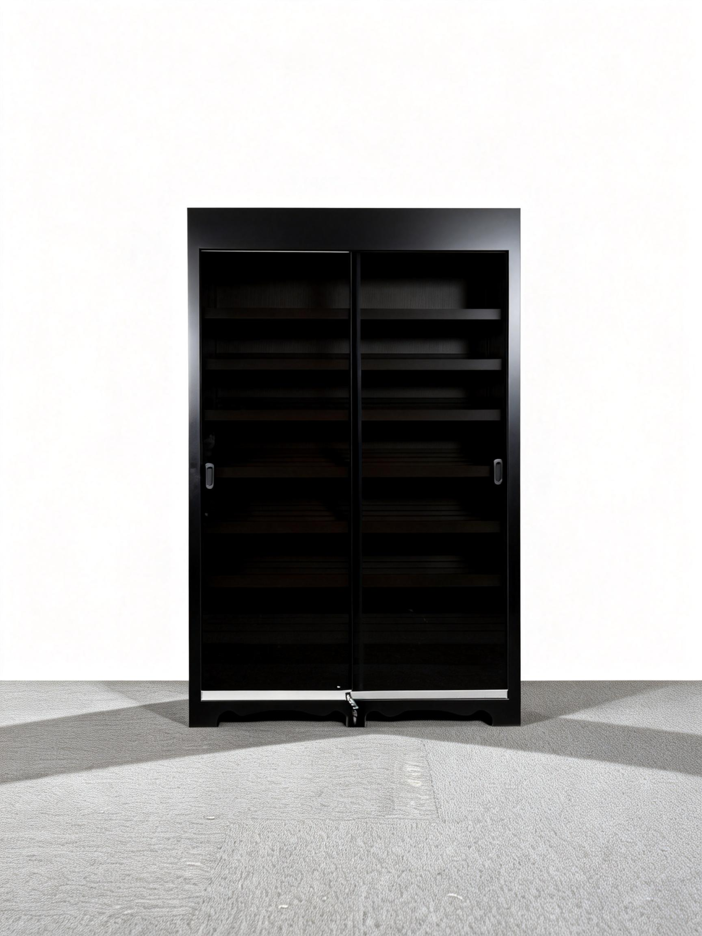 Matte Black Sliding-Door Humidor with Privacy Film Glass