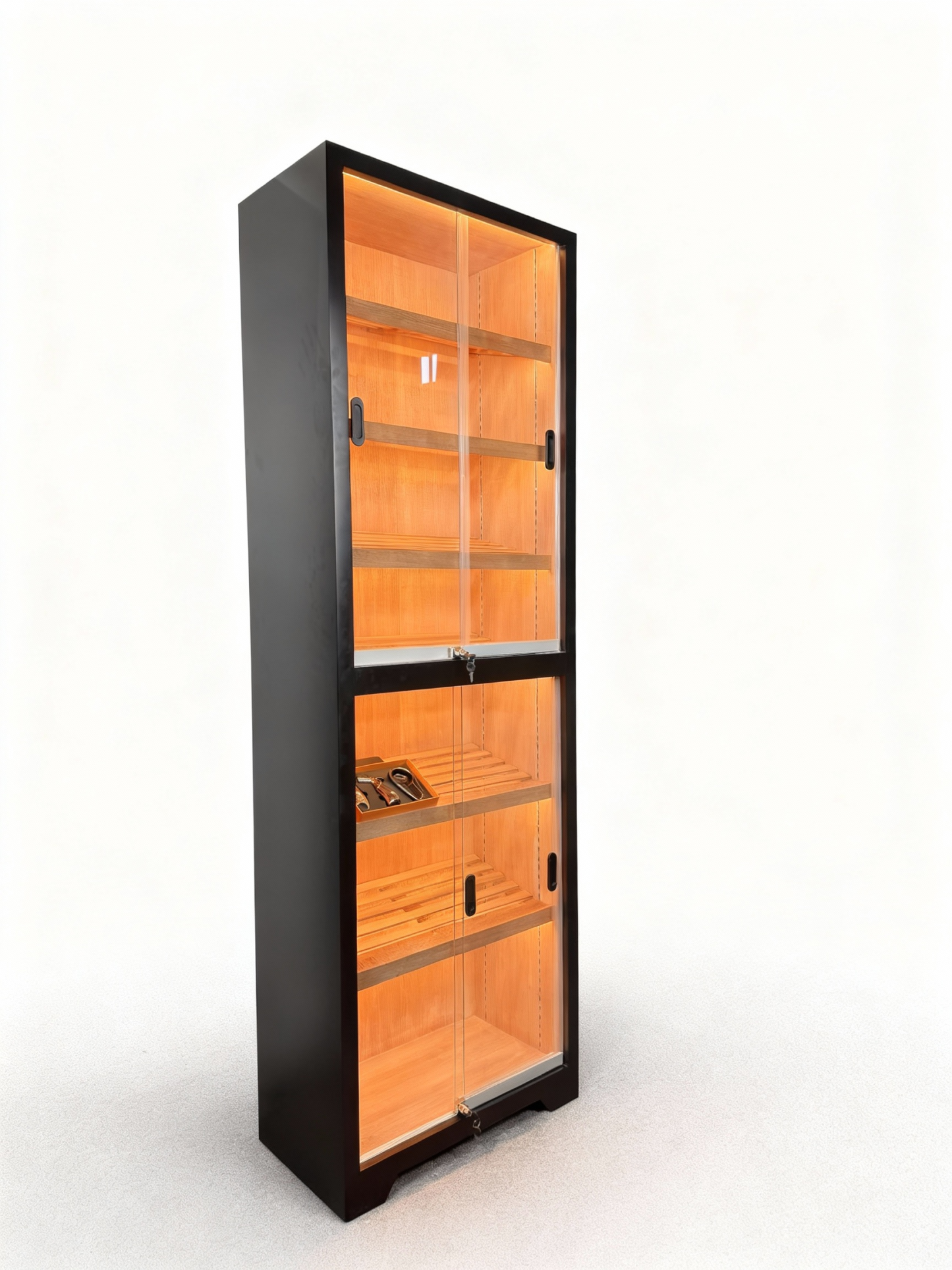 Basic Narrow Sliding-Door Cigar Cabinet