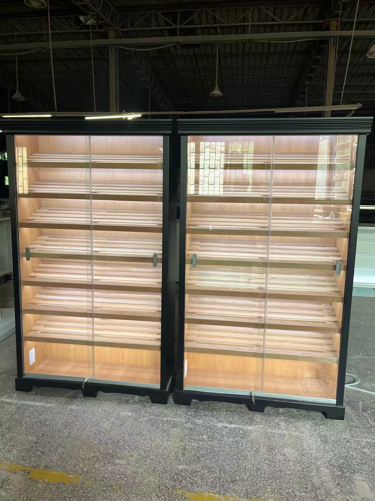 Sliding Glass Door Cigar Humidor Cabinet with Sealing Strips, Spanish Cedar Shelves & Humidifier Included – 47.24" W × 15.75" D × 78.74" H