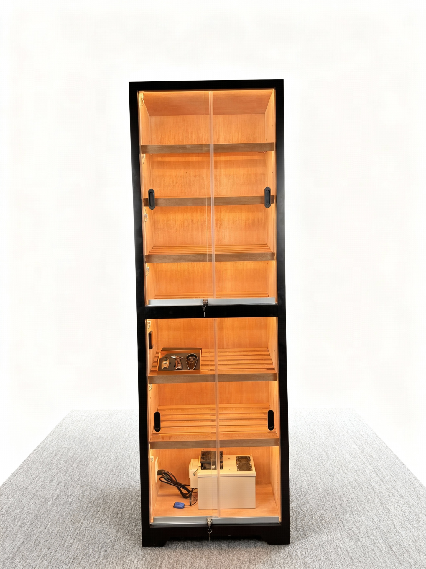 Basic Narrow Sliding-Door Cigar Cabinet